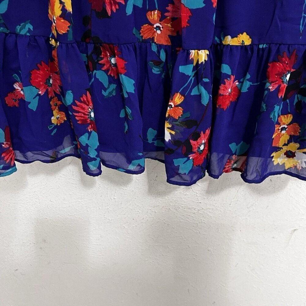 CALVIN KLEIN Bright Blue Multicolor Floral Daisy Shift Dress  Bell Sleeves Sz 10 - Picture 6 of 13